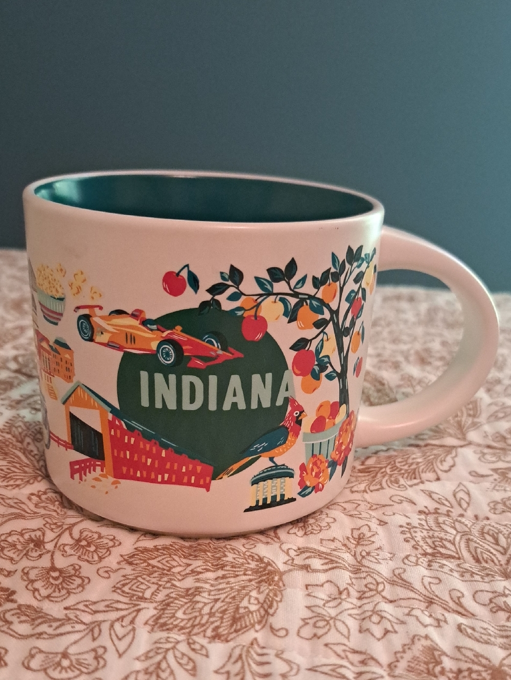 Starbucks Indiana Ceramic Mug with Green Interior - Discovery Series